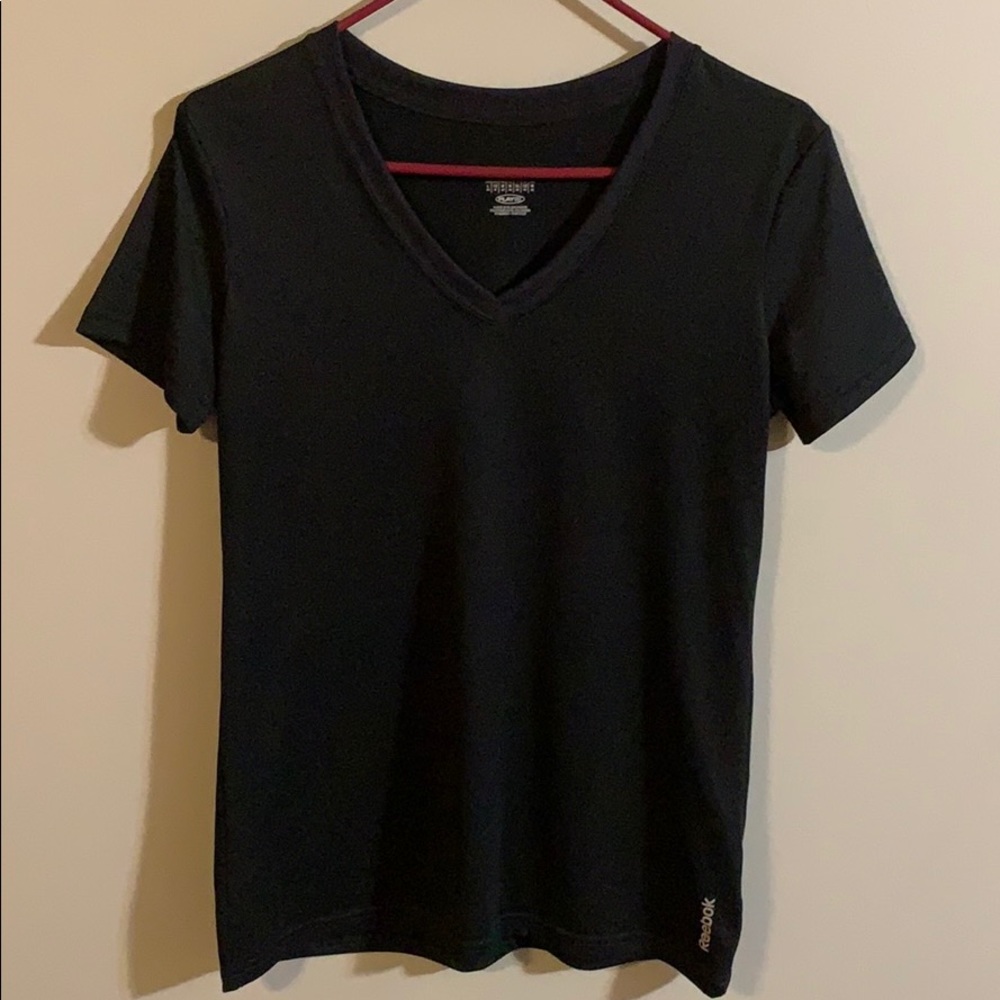 Reebok Black Short Sleeve V-Neck Athletic T-Shirt